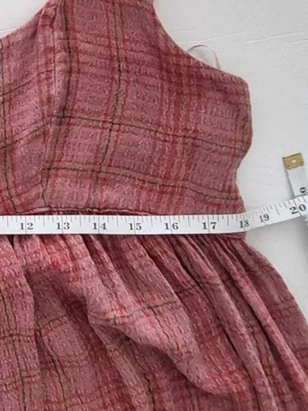 Free People Lily Anne Maxi Dress Plaid Ruffle Hem Back Tie Rose Terracotta XL - Picture 12 of 13